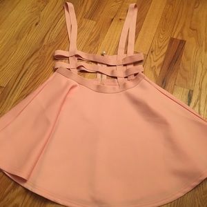 Pastel pink suspender cage skirt